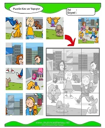 Puzzle Kes Yapıştır Çalışma Sayfaları